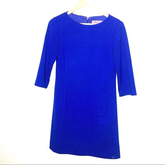 Eliza J Cobalt Blue Long Sleeve Sheath Dress-4 - Picture 1 of 7